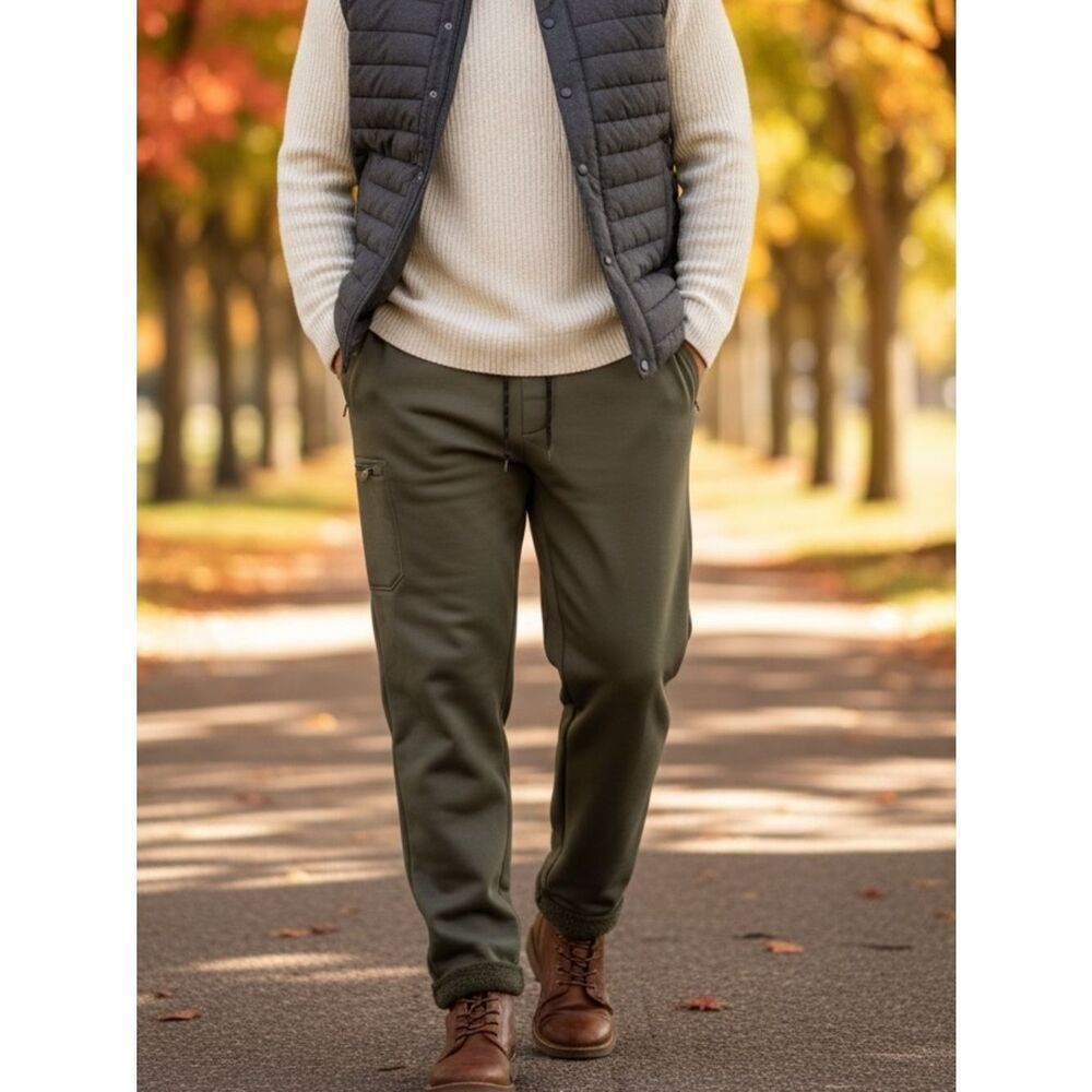 Weatherproof Vintage Men’s Tech Fleece Sweatpants Zipper Cargo Pocket XL Green